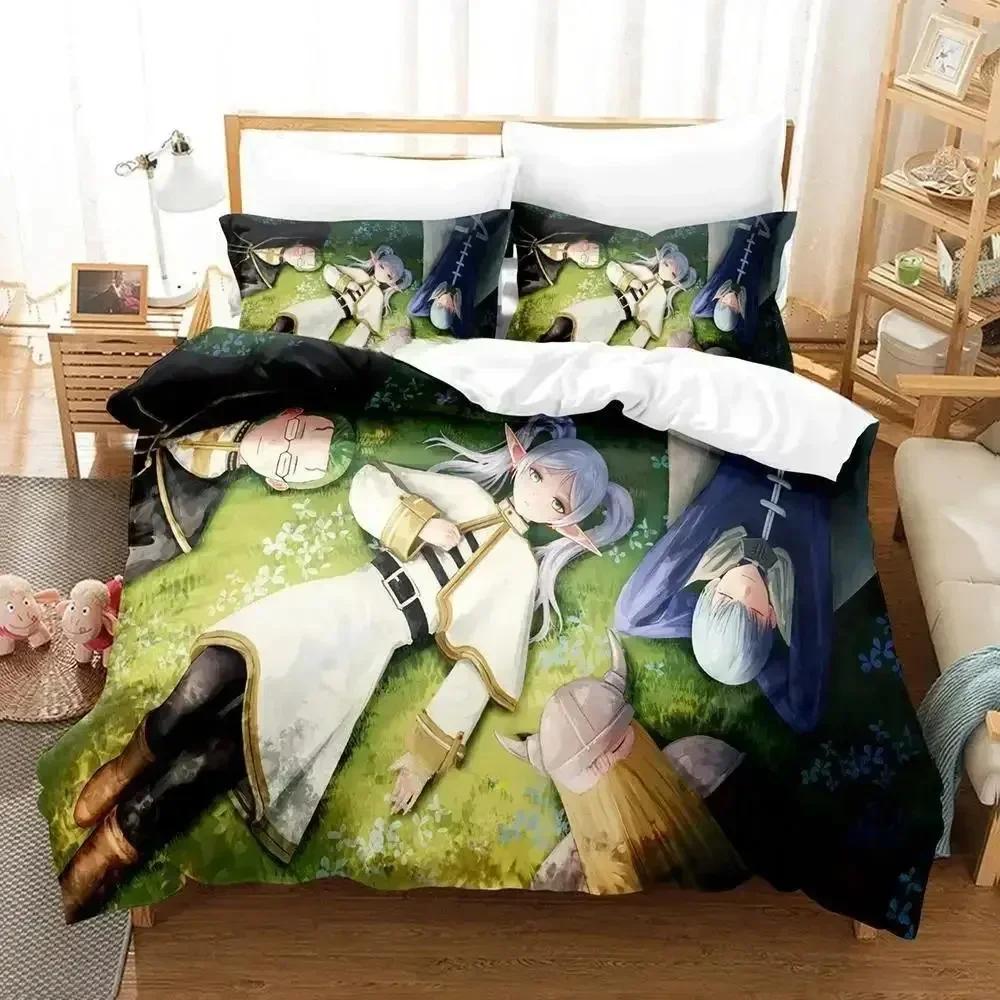 3D Print Anime New Frieren Printed Bed Set Duvet Cover Pillowcase Bedding Set Bed Linen Sheet Quilt Cover Full Queen King Size