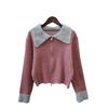 Autumn and Winter New Splicing Imitation Mink Velvet Knitted Cardigan Zipper Short Design Soft Waxy Sweater Jacket Women