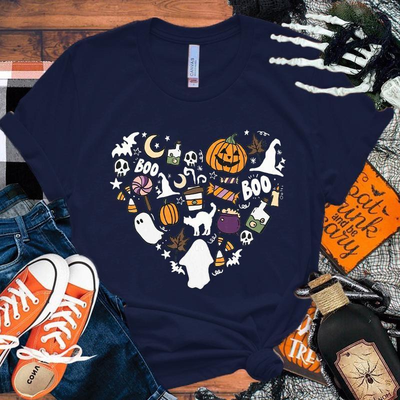 Women's Halloween Costumes Boo Pumpkin Love T-Shirt Men Women T Shirt Cosplay Clothes Streetwear Tee Shirt Plus Size Tops