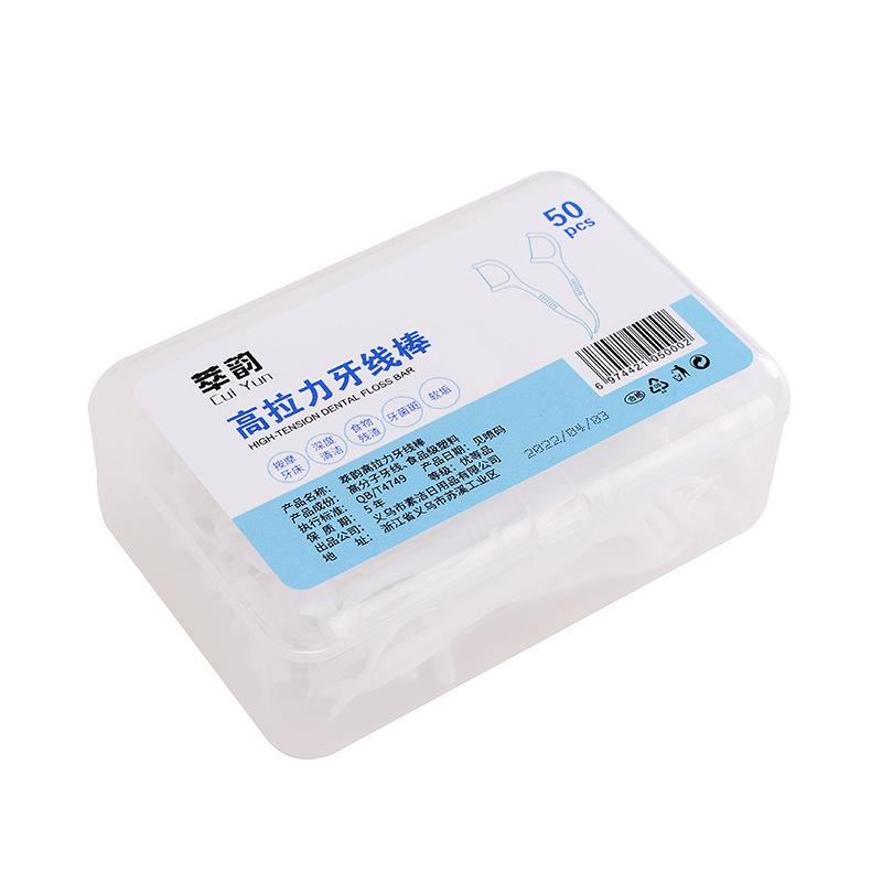 Cui Yun Dental Floss Sticks - 50-Count Box: Portable Oral Care with Interdental Plastic Toothpicks for Cleaning Teeth Gaps