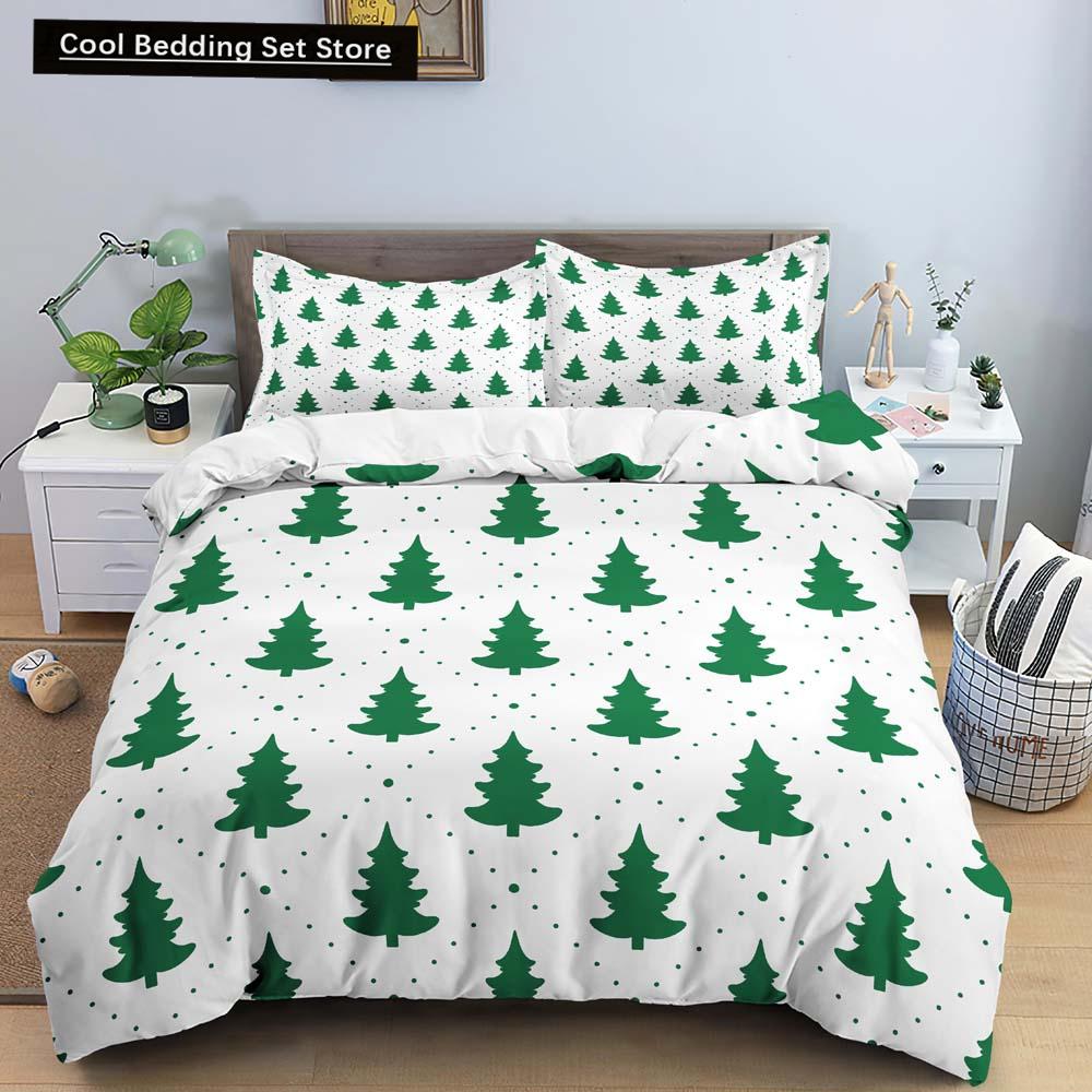 3D Christmas King Queen Duvet Cover Set Kids Cartoon Merry Christmas Red Quilt Cover 2/3pcs Polyester Beddings Set Single Double