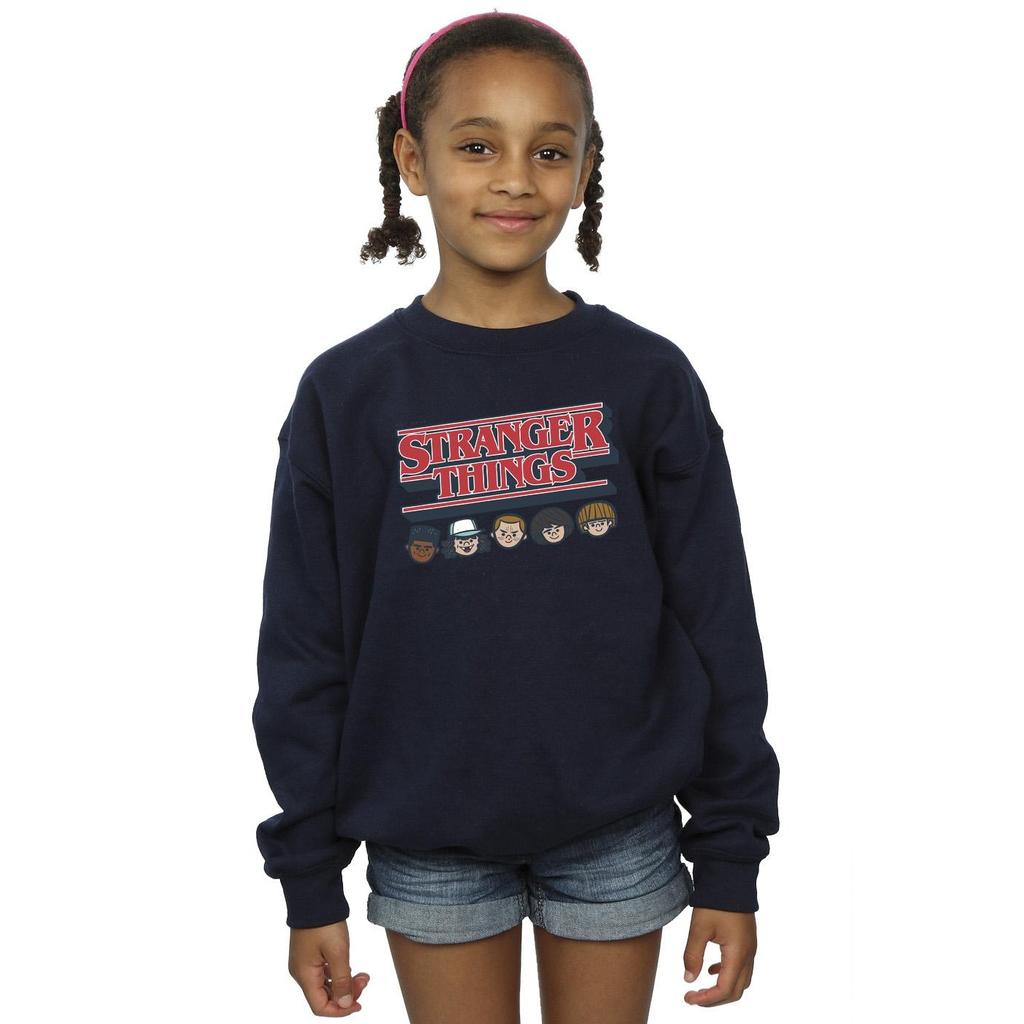 Netflix Girls Stranger Things Caricature Logo Sweatshirt