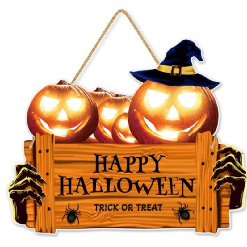 

Деревянная табличка «Счастливого Хэллоуина», Украшение на Хэллоуин, Деревянная табличка «Тыква и шляпа», Украшение для двери, Праздничное украшение оранжевый