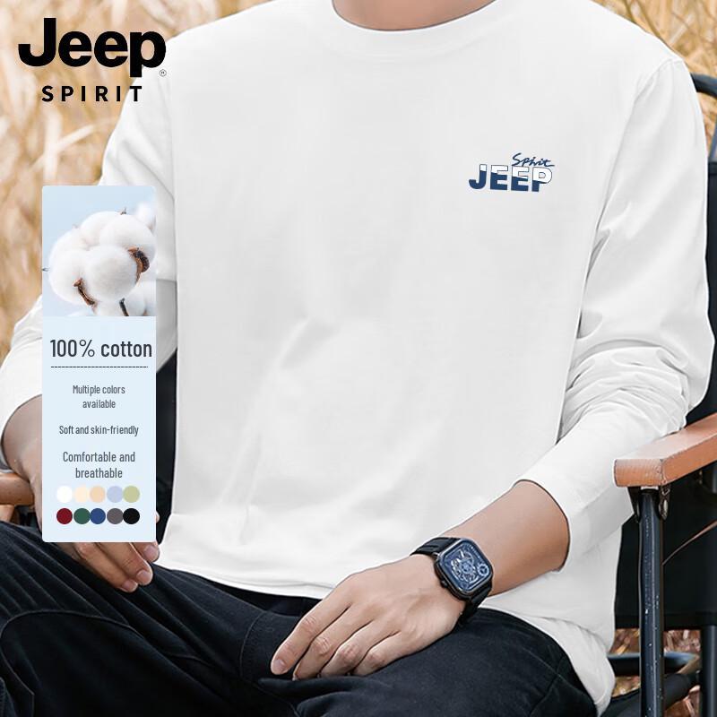 JEEP SPIRIT Men's Pure Cotton Long-Sleeve T-Shirt