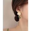 Earrings Ladies Sway with Chain Flower Flower Big Swing Korean Style Beautiful Eyes Silver 925 Metal Allergy Wedding Bridal Accessories Jewelry
