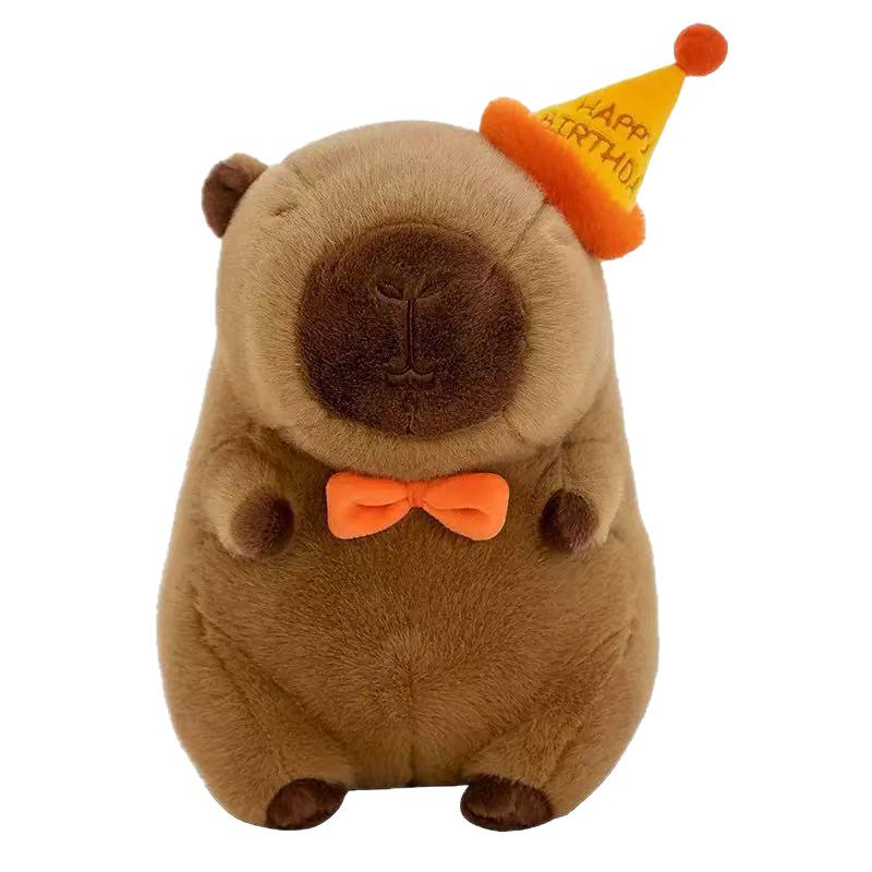 Internet Celebrity Kapibara Plush Toy Doll Cute Birthday Hat Capybara Doll Event Gift Rag Doll