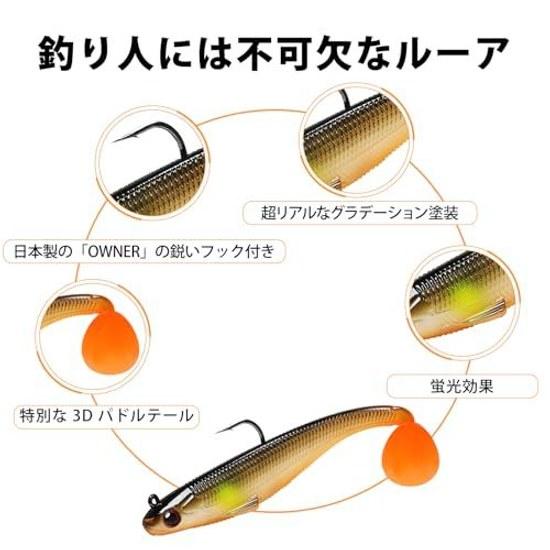 TRUSCEND Shad Soft Lure BKK Hook Is Easy Catch Its Trembling Sink Vibration Swim Increased Bites. Paddle Tail Bait Suitable Various Fish Species Bass