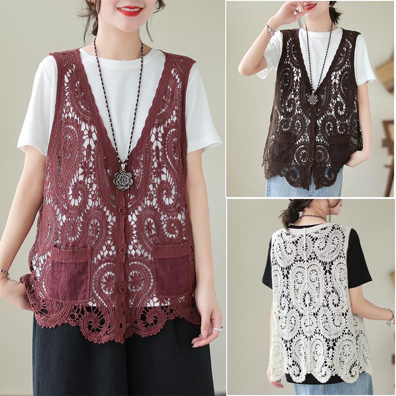 DIMANAF 2023, vestă de vară pentru femei, vestă scobită din tricot