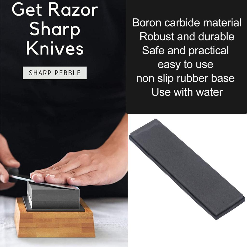 Knife Sharpening Stone with Rubber Base 800 Grit Professional Robust Boron Carbide Blade Whetstone