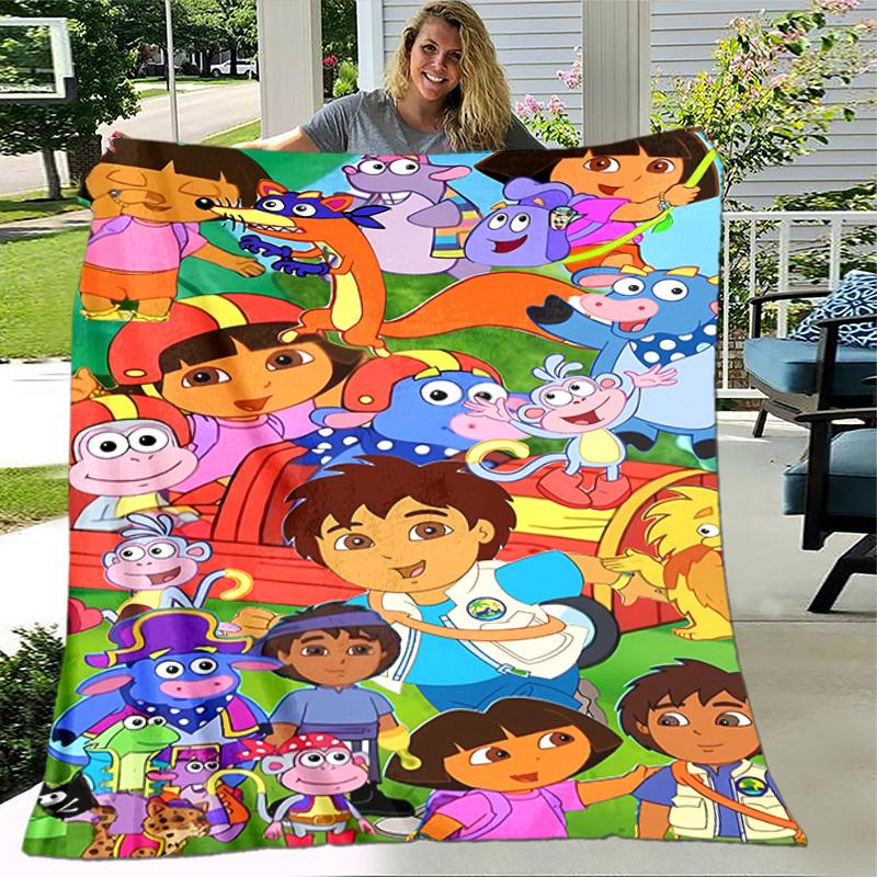 1pc Blanket D-Doras The Explorer1 Print Design, Lightweight Blanket for Sofa, Bed- Soft &Warm, Gift for All Seasons Like Christmas, Halloween