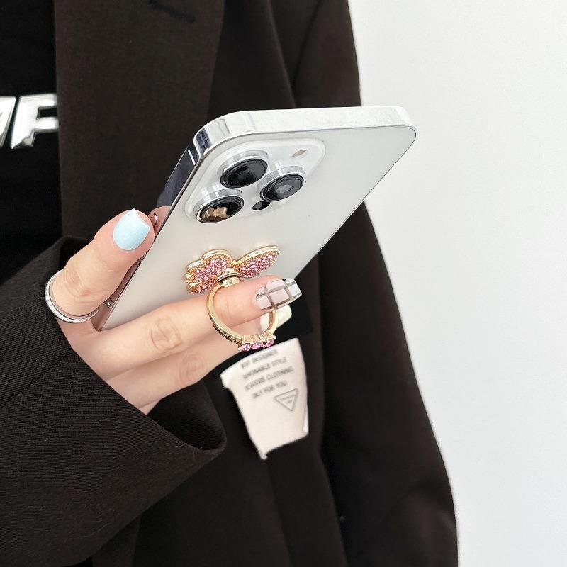 New Diamond Butterfly Finger Ring Mobile Phone Holder 360 Rotating Universal Desktop Bracket Phone Accessories 5