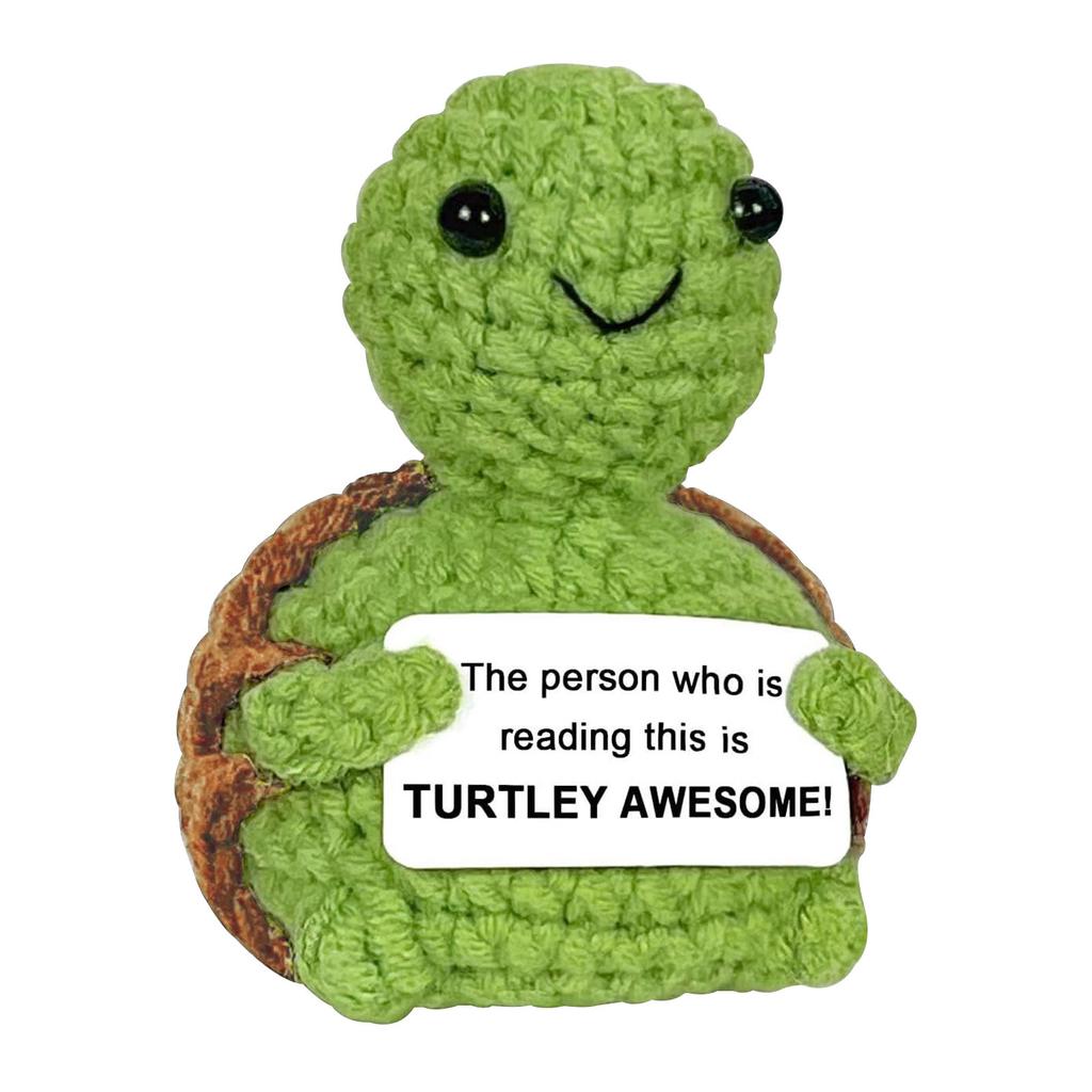 Adorable Handmade Crochet Turtle Plush with Motivational Message Perfect Gift for Turtle Lovers and Kids