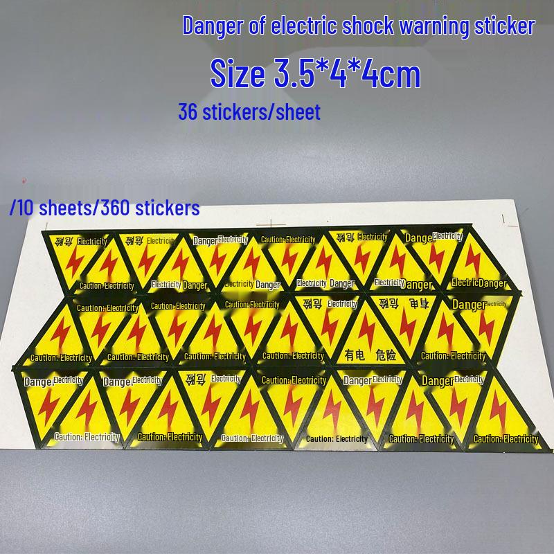 PVC Outdoor Triangular Warning Sticker: Caution! Risk of Electric Shock