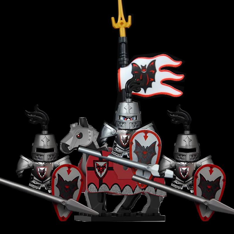 MOC Building Blocks Medieval Character Accessories Warhorses Militiamen Dragons Castles Knights Brick Gifts Toy Helmets Shields