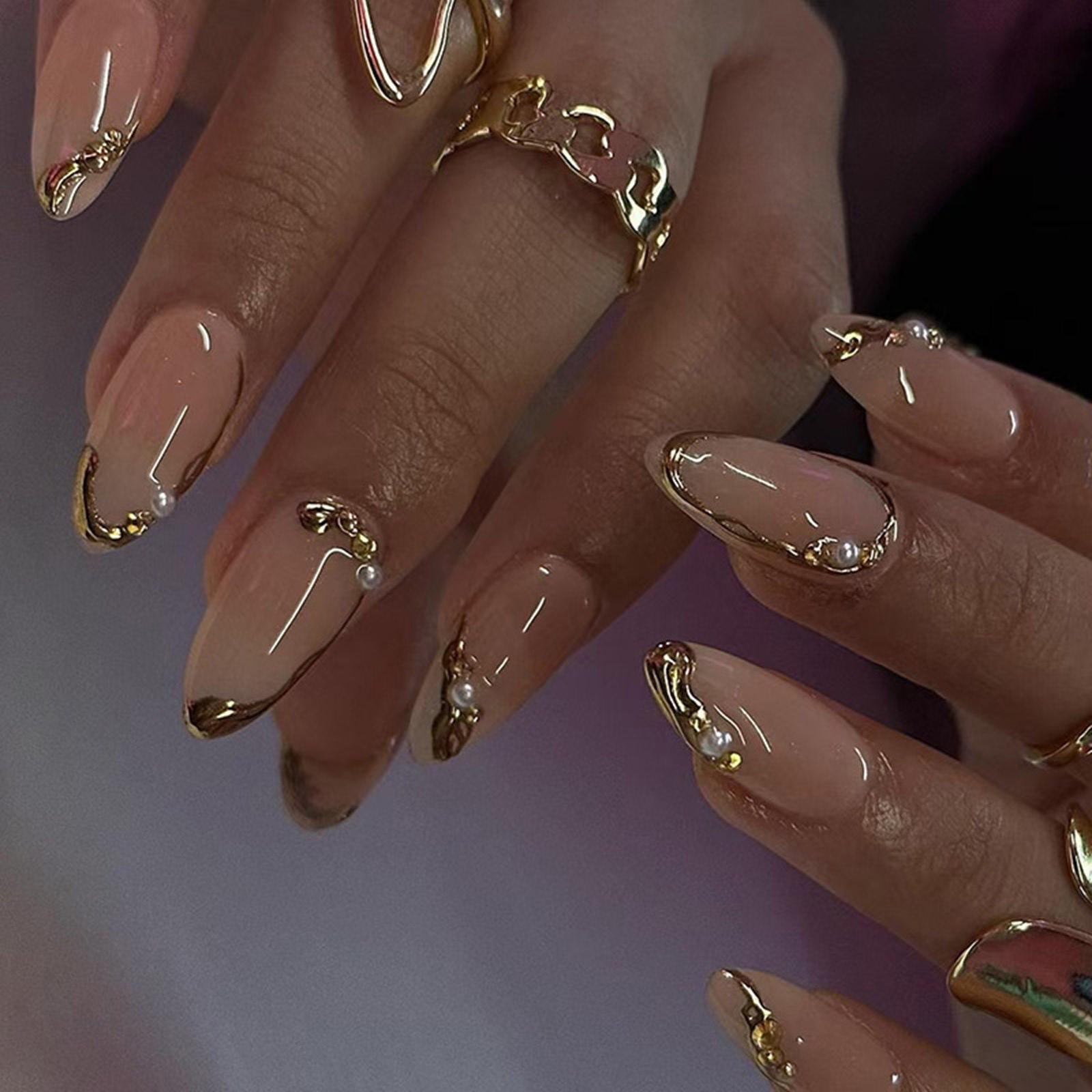 

Накладные ногти в форме миндаля, глянцевые, накладные ногти, натуральные, полностью покрывающие накладные ногти, акриловые клеи для ногтей для женщин