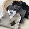 British-Style Knit Vest Shirt: Soft, Textured, Casual Two-in-One Sweater for Men - Perfect for Autumn and Winter.
