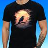 T-Shirt Homme Corbeau à la Pleine Lune Motif Coton Taille S à 5XL