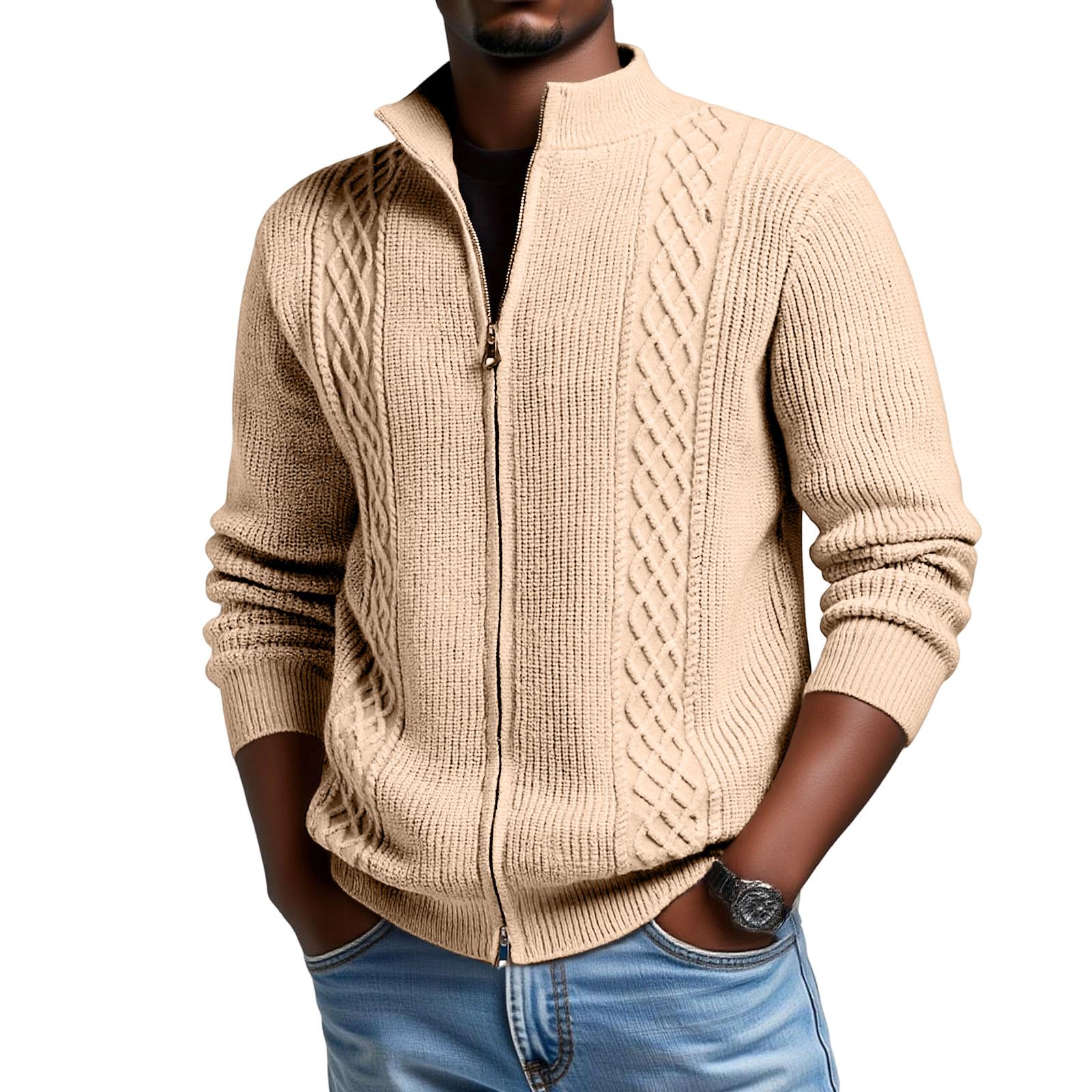 

Чоловічий кардиган в язаний светр пальто з коміром-стійкою, самовдосконалюючий, повсякденний XXXL