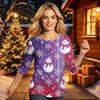 Women's Christmas Printed 3/4 Sleeve Neck Casual Blouse for Holiday Party