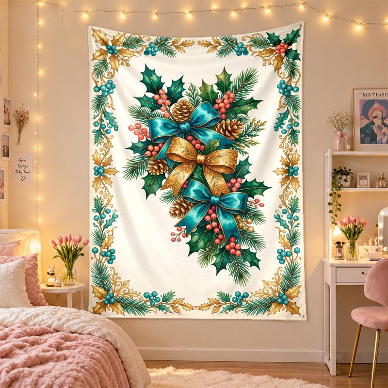 Weihnachtlich bedruckter Wandteppich für Schlafzimmer Wohnzimmer Wanddekoration Feiertagsgeschenk