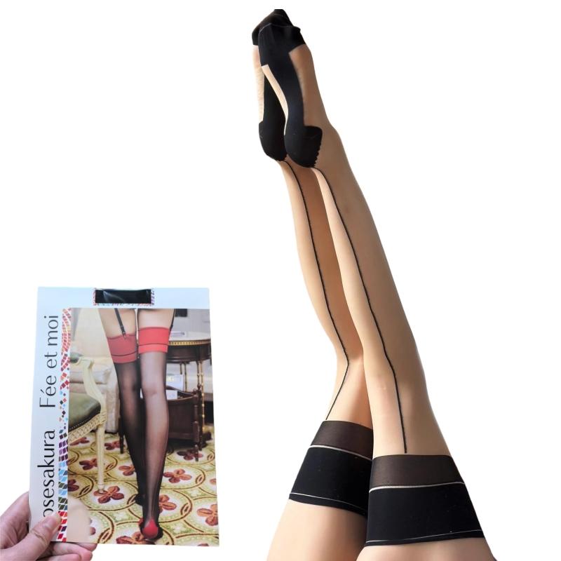 7 Colors Back Line Seamed Party Medias 10D Contrast Color Stretchy Nylon Thigh High Stockings Hot Pole Dance Clubwear