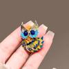 Elegant Enamel Owl Brooch Handcrafted With Intricate Colorful Artisan Design Pin For Formal Attire And Casual Outfits