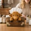 Decorative Tissue Holder Highland Cow Seasoning Bottle Holder/Tissue Box, Farmhouse Resin Storage Stylish Tabletop Organizer, Box for Kitchen