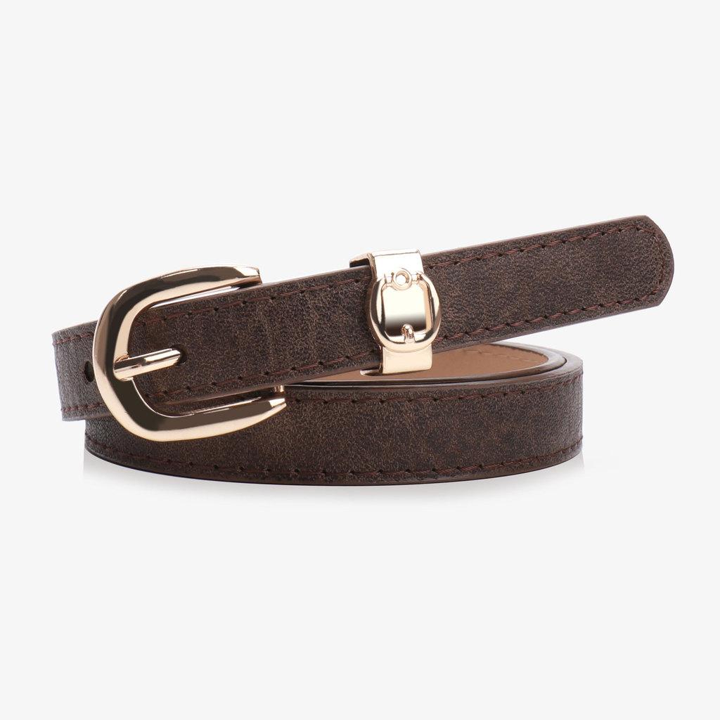 Minimalist Pu Leather Womens Fashion Belt With Gold Buckle For Casual Jeans Styling