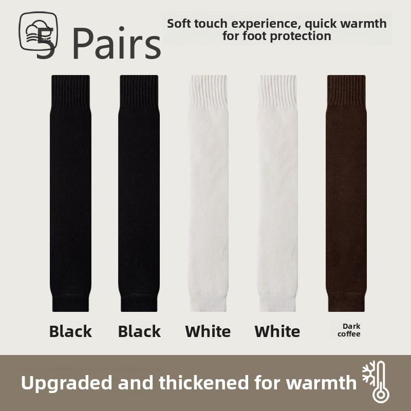 5 Pairs of  Female Autumn and Winter Warm Velvet Thickened Not Bloated Wool Knee Socks