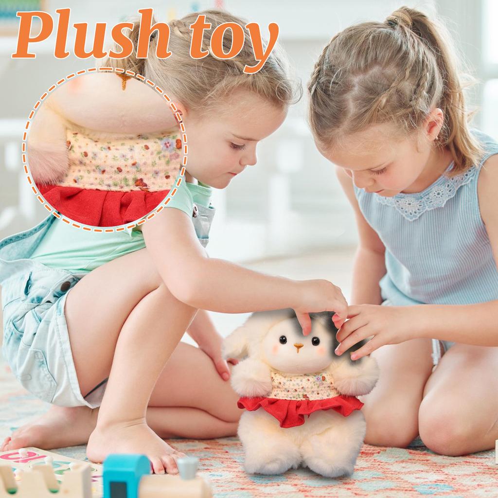 Plush Lamb Stuffed Animal Soft Toy Doll with Fabric Dress Cute Design Suitable for Kids Toddlers and Collectors Gift Idea