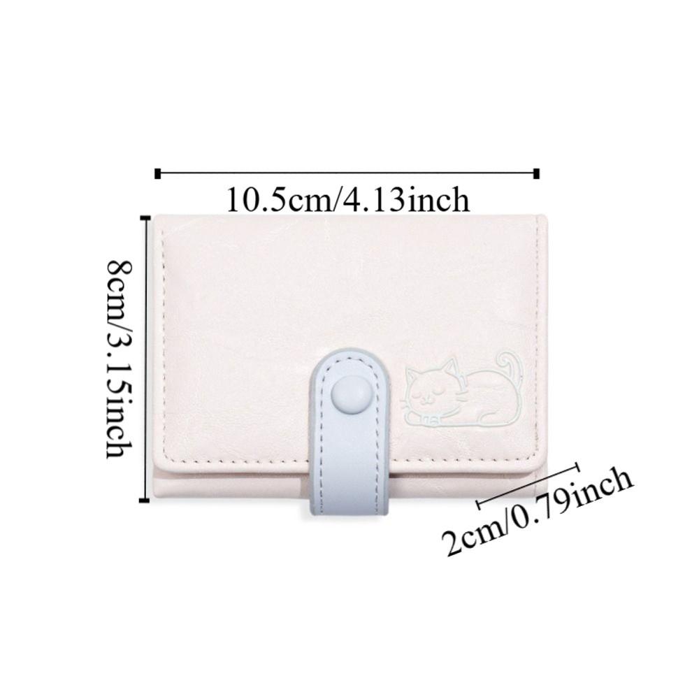 Cute Short Leather Purse PU Leather Three Fold Wallet Versatile Cat Printed Wallet  Girls