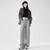 Women's Spring and Autumn New High Waist Draped Casual American Sleeping Pants Small Straight Wide Legs