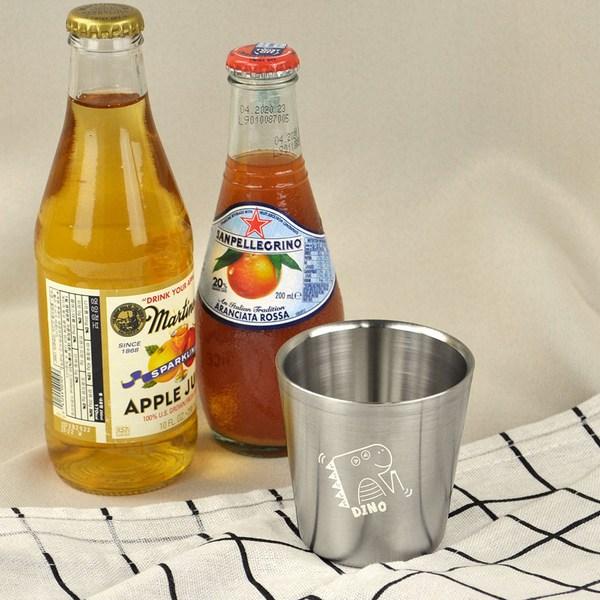 Kitchen U Aiju Dinosaur Stainless Steel Double Cup, Silver, 1 Piece