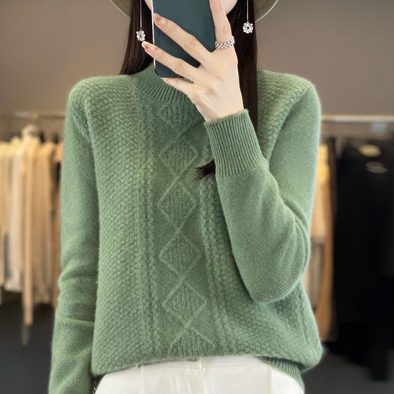 Solid Mock Neck Sweater, Casual Long Sleeve Sweater for Fall & Winter, Women's Plus Size Clothing