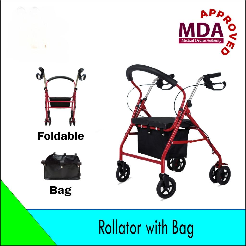 Rollator Walker Adult Lightweight Tongkat Roda Kaki Empat Wheelchair Pasar Foldable Walking Frame