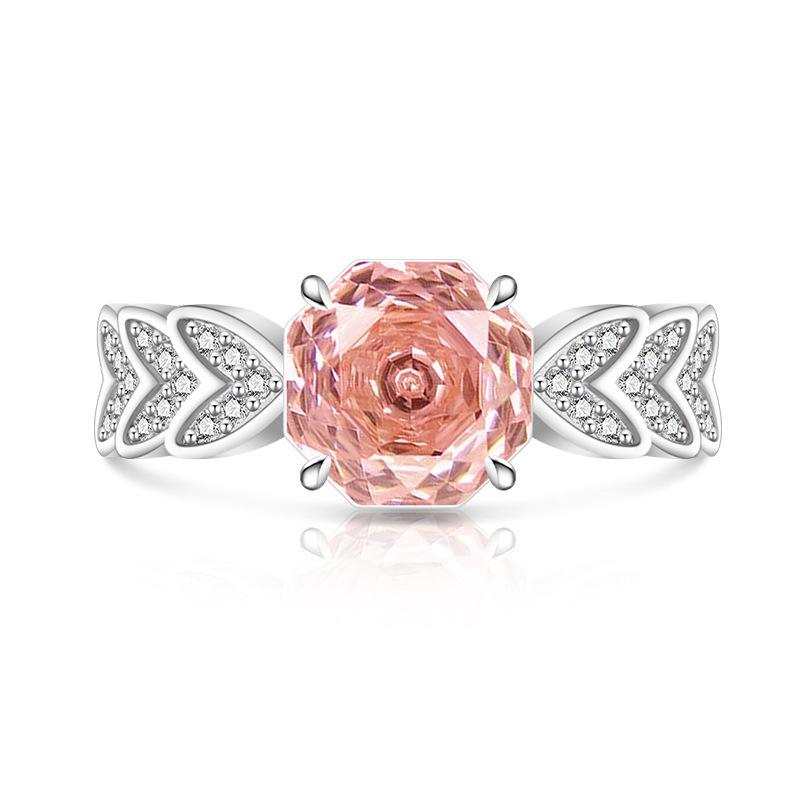 

925 Sterling Silver Fashion Light Luxury Rose Cut Ring Inlaid with Love Crystal Zircon Birthday Party Anniversary Gift