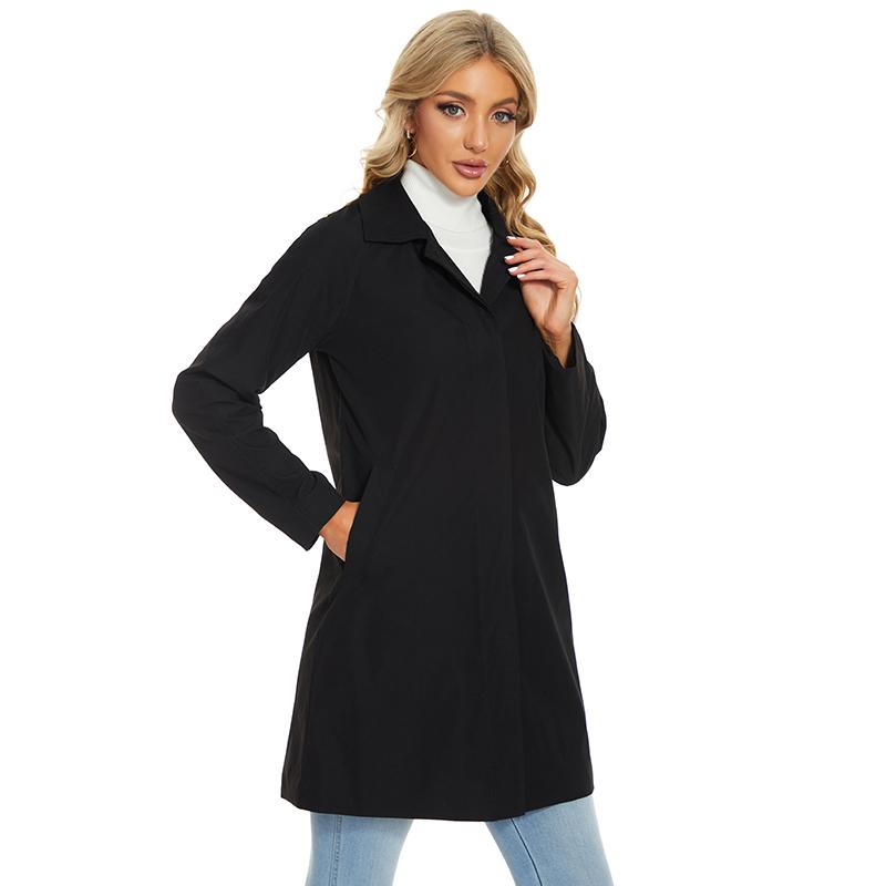 Femei Primăvară Toamnă Lungime mijlocie rever, Trenci simplu la un singur piept