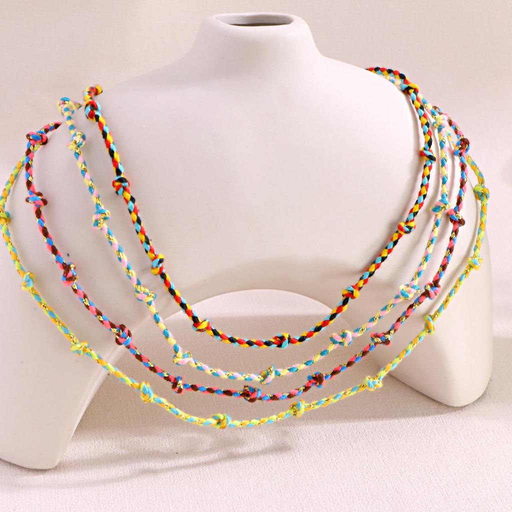 Colorful Dopamine Hot Girl Beach Necklace - European & American Style Cotton Rope Chain