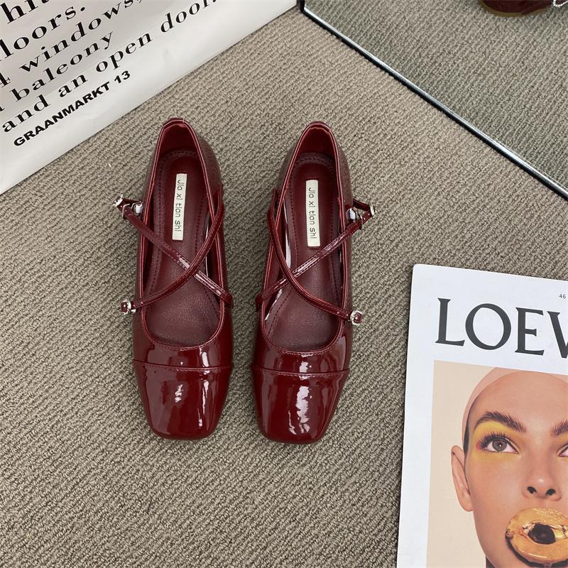 Women's Pumps Vintage Mary Jane Shoes Soft Lightweight Womens Ballet Shoes Mid Heeled Shallow Mouth Shoes for Women Summer New
