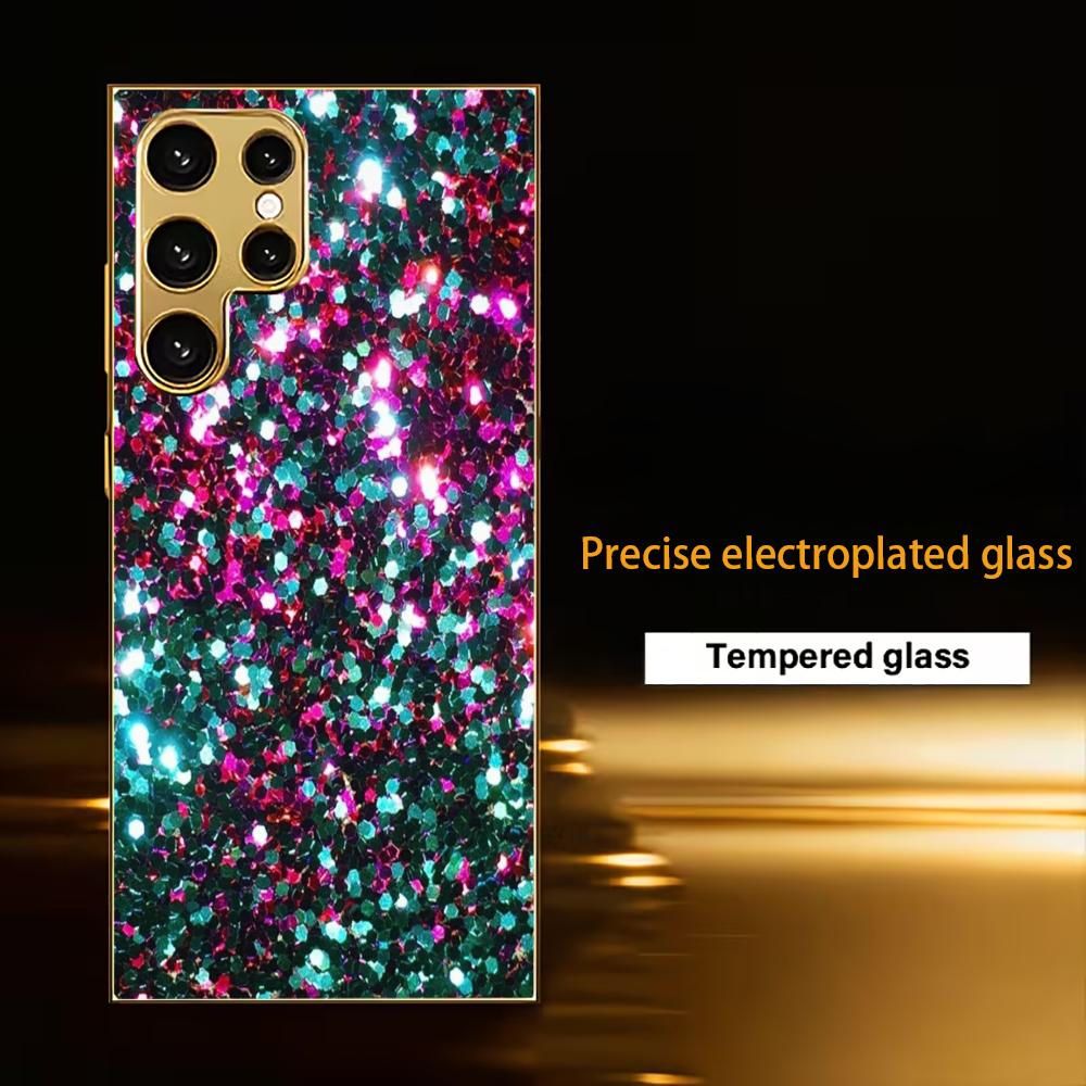 Cyber style Atmosphere High-end Electroplating Glass PhoneCase for Samsung Galaxy S26 S25 S24 S23 S22 S21 FE Ultra Plus