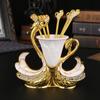 Creative Swan Base Metal Fruit Fork Mooncake Fork Dessert Spoon Home Desktop Tableware Storage