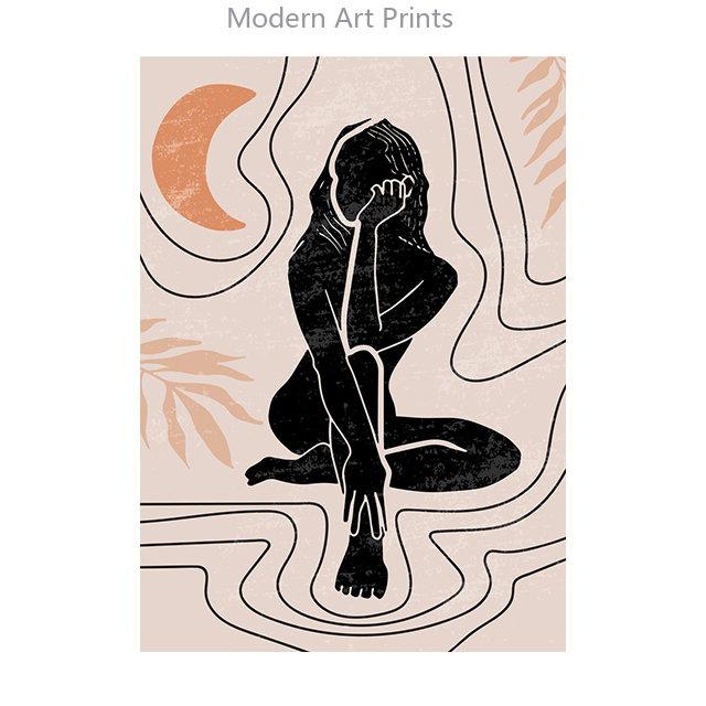 

Бохо абстрактное лицо геометрическая линия тела настенные художественные постеры холст живопись печать картина для гостиной интерьер украшения дома 50x70cm No Frame