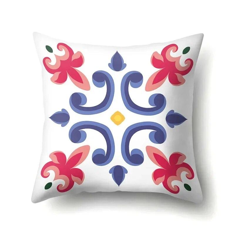 45x45cm Geometric Floral Print Pillowcase Office Chair Living Room Sofa Cushion Cover Bedroom Room Home Decoration