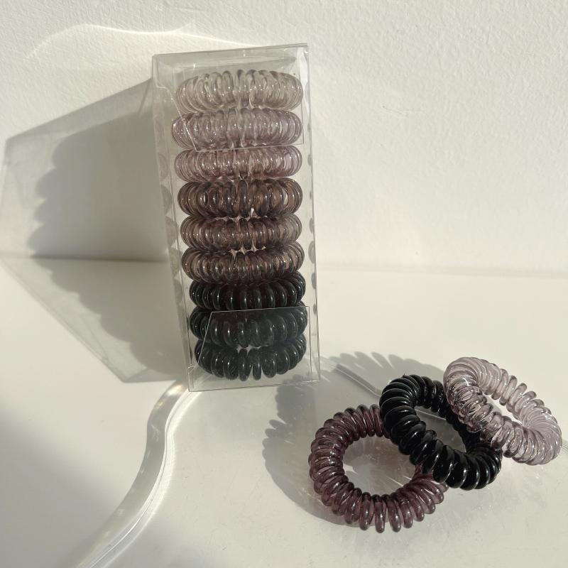 9 Pcs/Box Telephone Wire Elastic Hair Bands Transparent Rubber Bands Spiral Hair Ties Accessories for Women Girls Kids