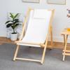 Solid Wood Outdoor Folding Recliner Beach Chair with Canvas for Adults