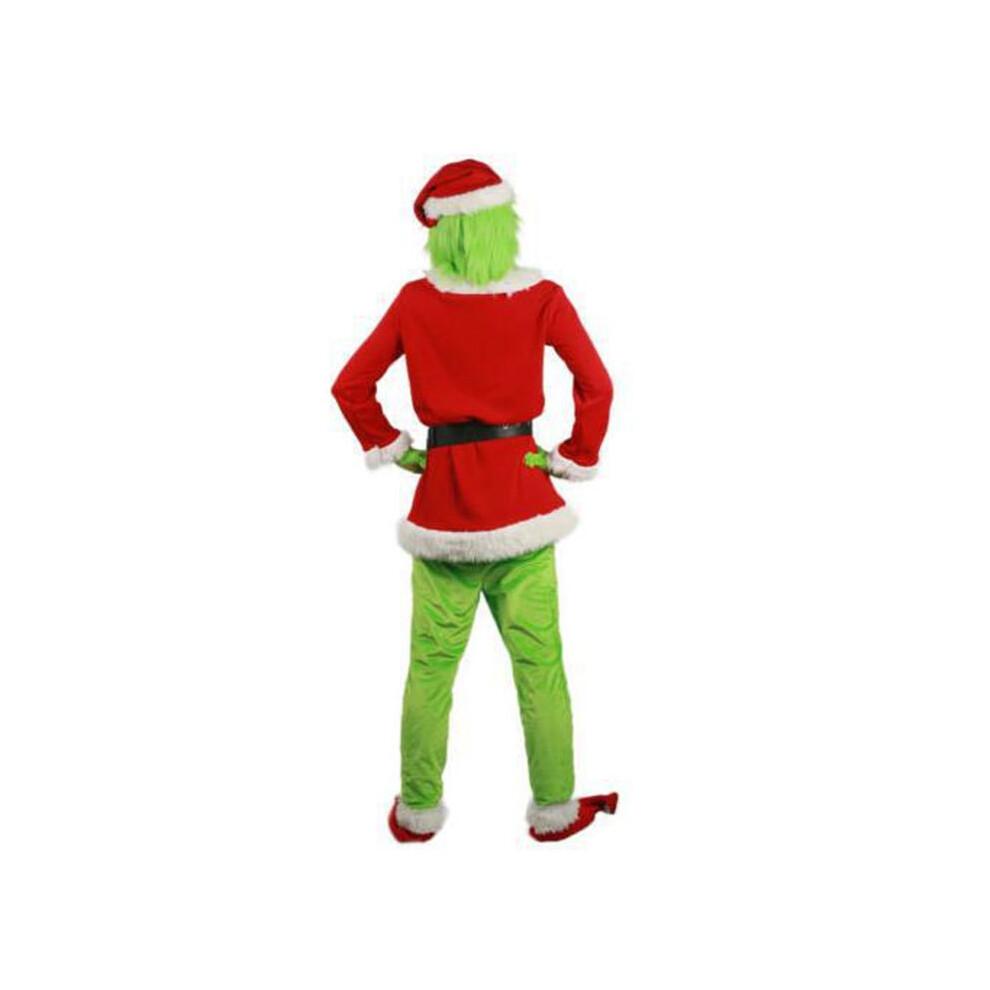 (Child-130cm) Grinch Costume Halloween Christmas Santa Cosplay Scary Green Hair Monster