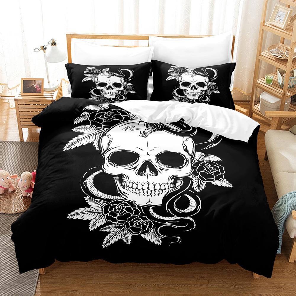 Daxing Home Textiles Skull Series Three-Piece Four-Piece Set Production 3D Digital Printing