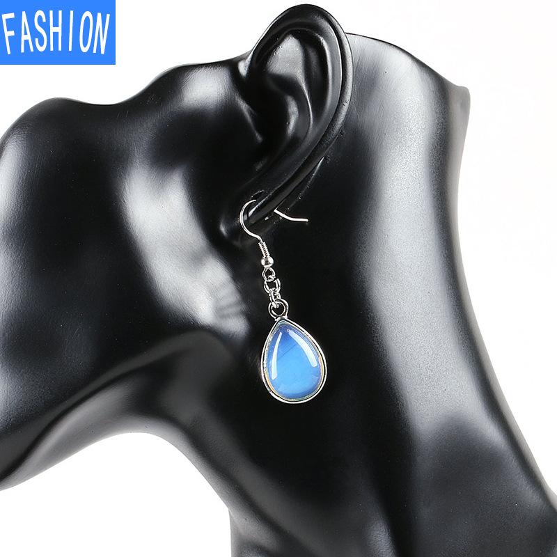 

Европейские и американские модные женские серьги с каплями воды, женские серьги с натуральными полудрагоценными кристаллами, простые серьги opal