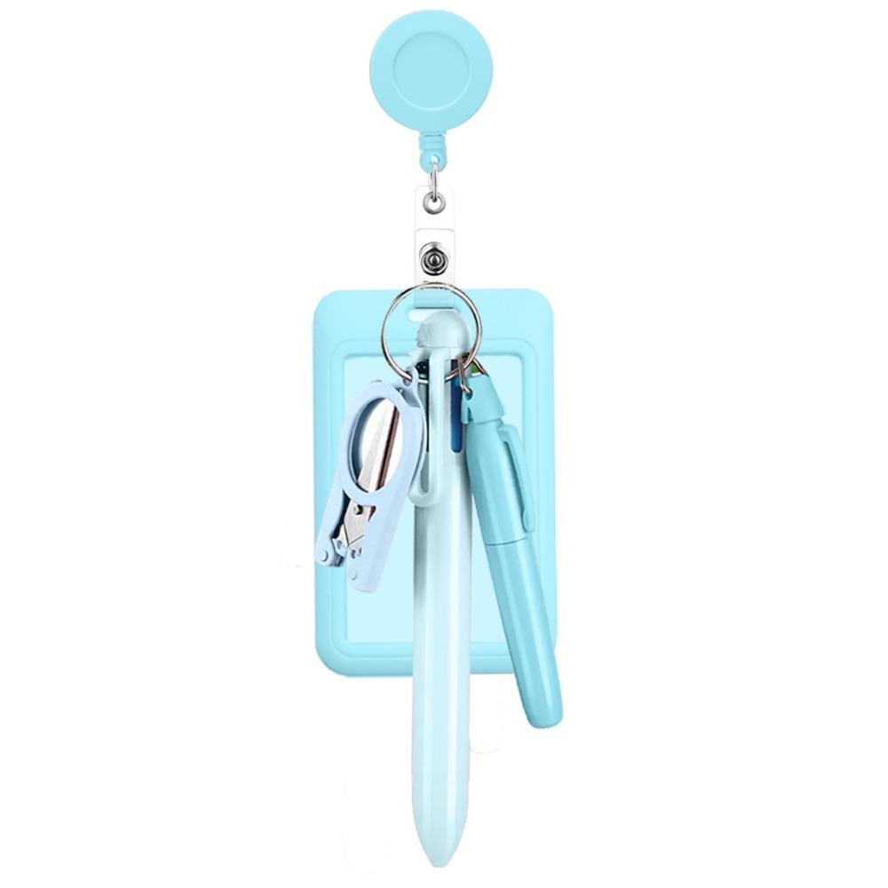 Multifunction Nurse Pen Set Retractable Ballpoint Pen Foldable Scissors  Nurse Badge Accessories синий