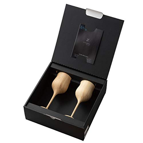 RIVERET Vessel Wine Glasses, Bordeaux, 270ml, Pair, Bamboo, Dishwasher Safe, White/Brown, RV-122WB